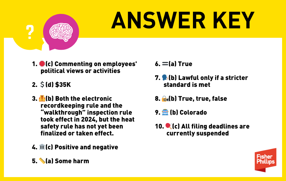 workplace law quiz answer key